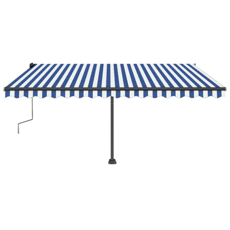 VidaXL Luifel vrijstaand handmatig uittrekbaar 400x350 cm blauw en wit