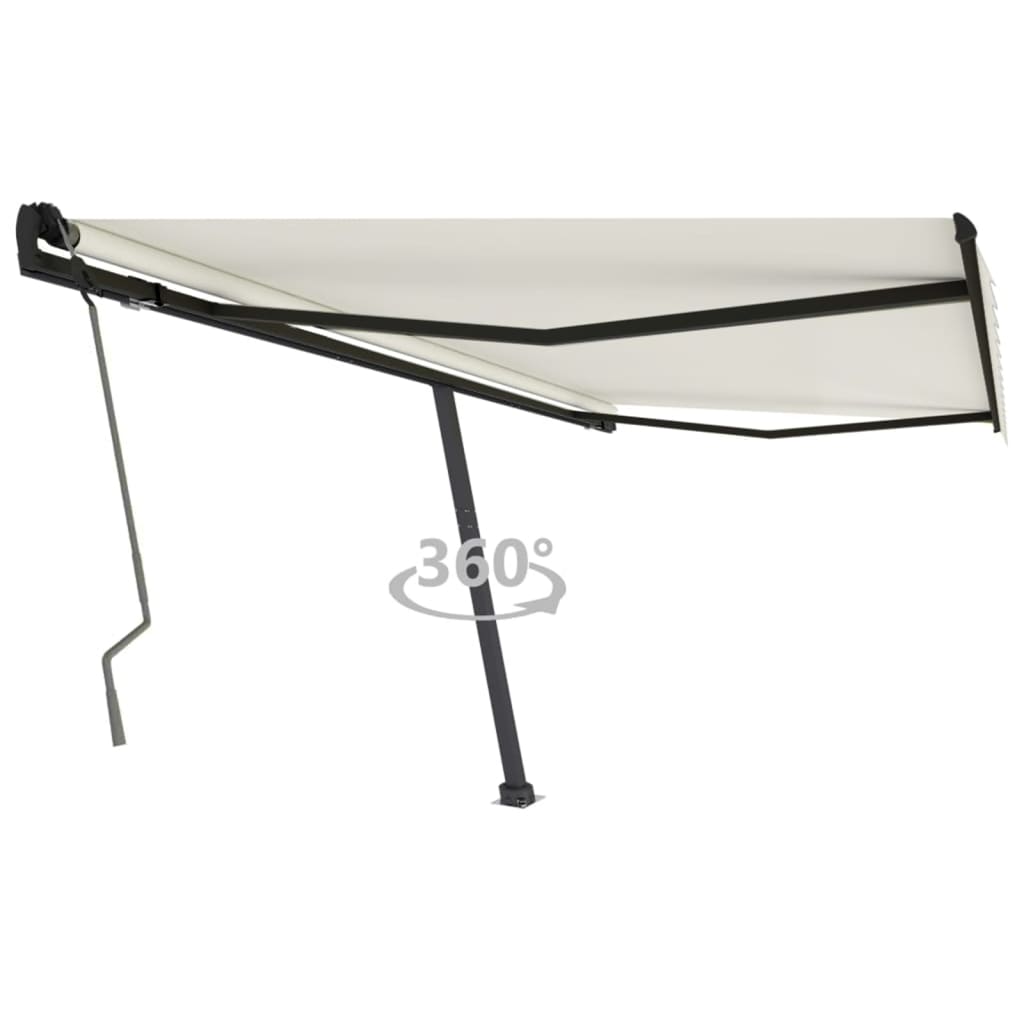 VidaXL Luifel vrijstaand handmatig uittrekbaar 400x350 cm crèmekleurig