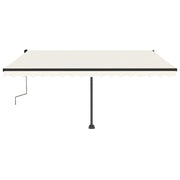 VidaXL Luifel vrijstaand handmatig uittrekbaar 400x350 cm crèmekleurig - afbeelding 3