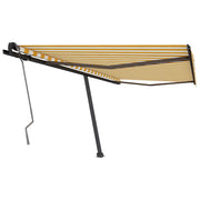 VidaXL Luifel vrijstaand handmatig uittrekbaar 400x350 cm geel en wit - afbeelding 2