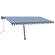 VidaXL Luifel handmatig uittrekbaar met LED 400x350 cm blauw en wit - afbeelding 3