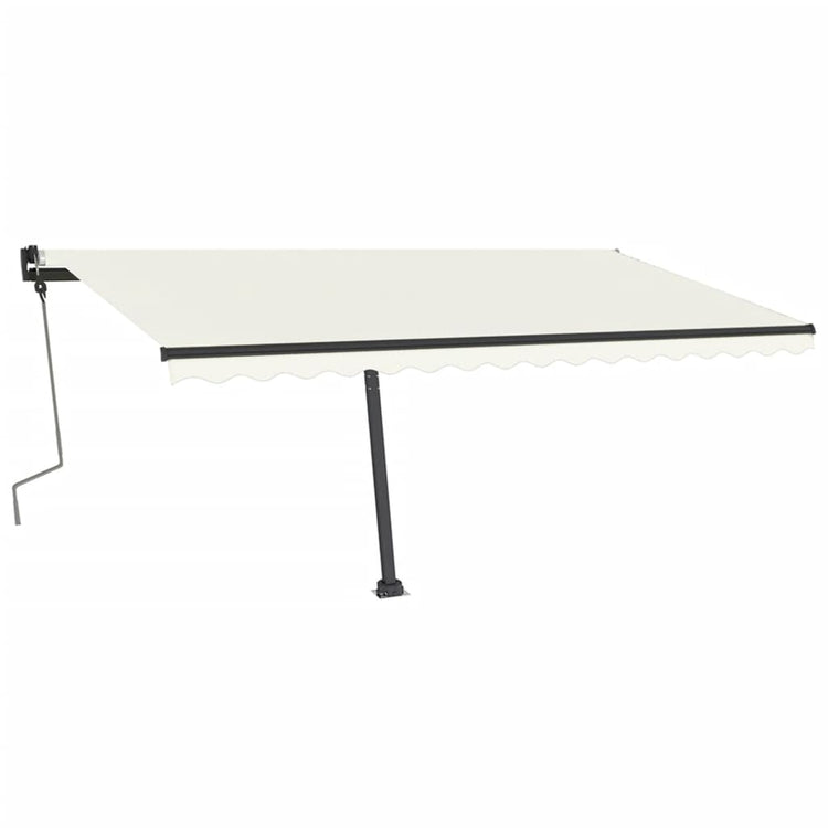 VidaXL Luifel handmatig uittrekbaar met LED 400x350 cm crèmekleurig