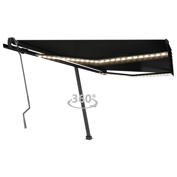 VidaXL Luifel handmatig uittrekbaar met LED 400x350 cm antracietkleur