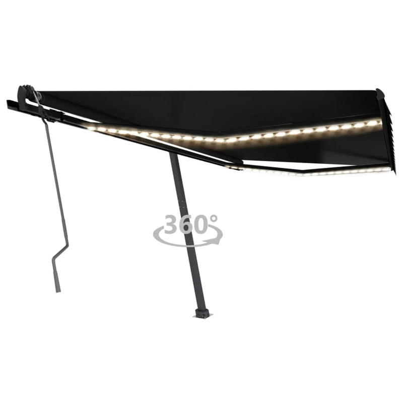 VidaXL Luifel handmatig uittrekbaar met LED 400x350 cm antracietkleur