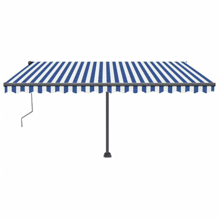 VidaXL Luifel automatisch met LED en windsensor 400x350 cm blauw wit