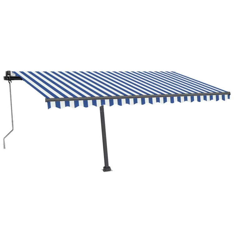 VidaXL Luifel automatisch met LED en windsensor 400x350 cm blauw wit
