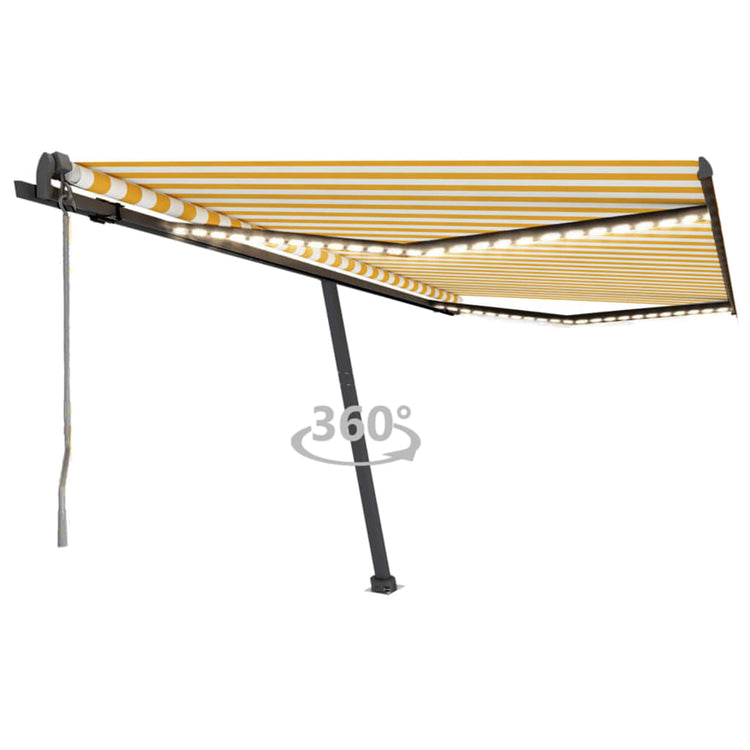 VidaXL Luifel automatisch met LED en windsensor 400x350 cm geel en wit
