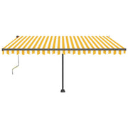 VidaXL Luifel automatisch met LED en windsensor 400x350 cm geel en wit - afbeelding 2