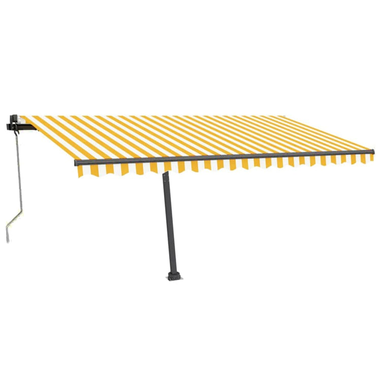 VidaXL Luifel automatisch met LED en windsensor 400x350 cm geel en wit