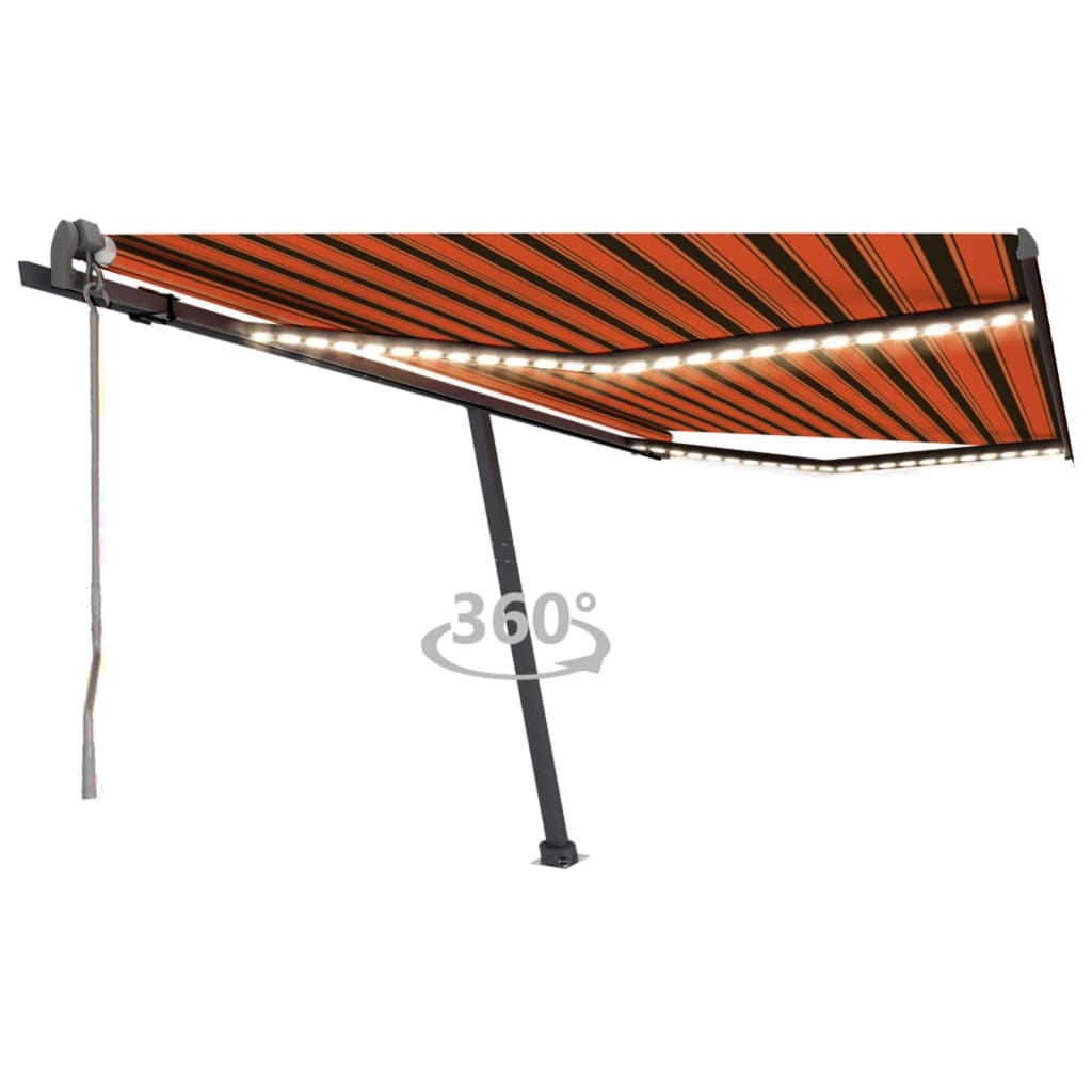VidaXL Luifel automatisch met LED windsensor 400x350 cm oranje bruin