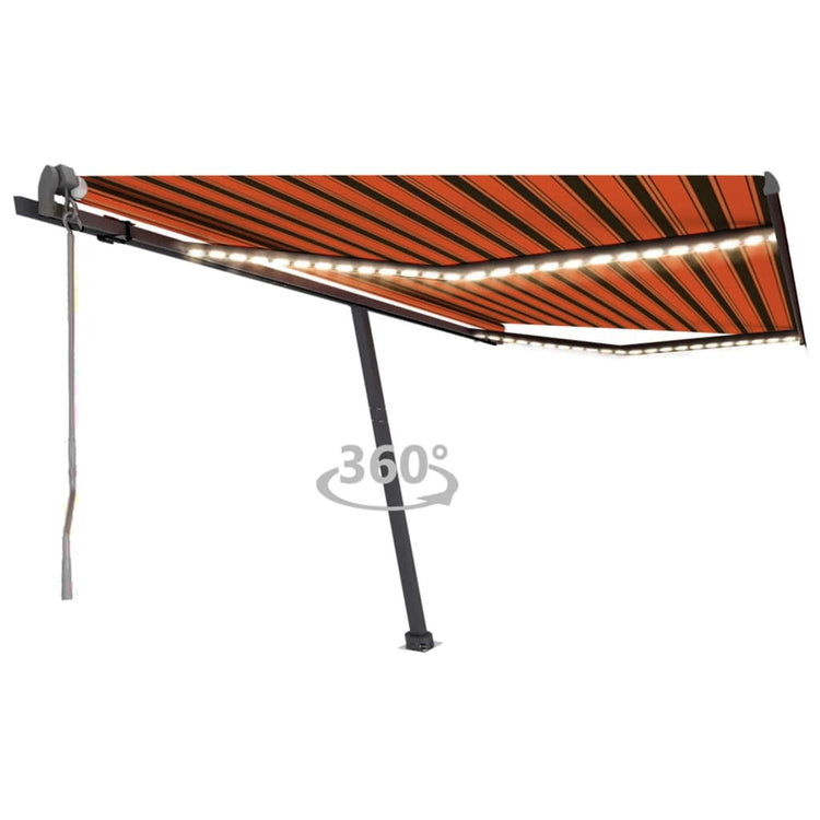 VidaXL Luifel automatisch met LED windsensor 400x350 cm oranje bruin