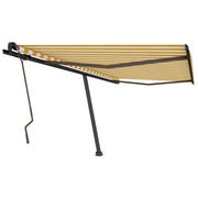 VidaXL Luifel vrijstaand handmatig uittrekbaar 450x350 cm geel en wit - afbeelding 2