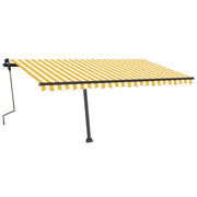 VidaXL Luifel vrijstaand handmatig uittrekbaar 450x350 cm geel en wit - afbeelding 3