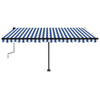 VidaXL Luifel handmatig uittrekbaar met LED 450x350 cm blauw en wit