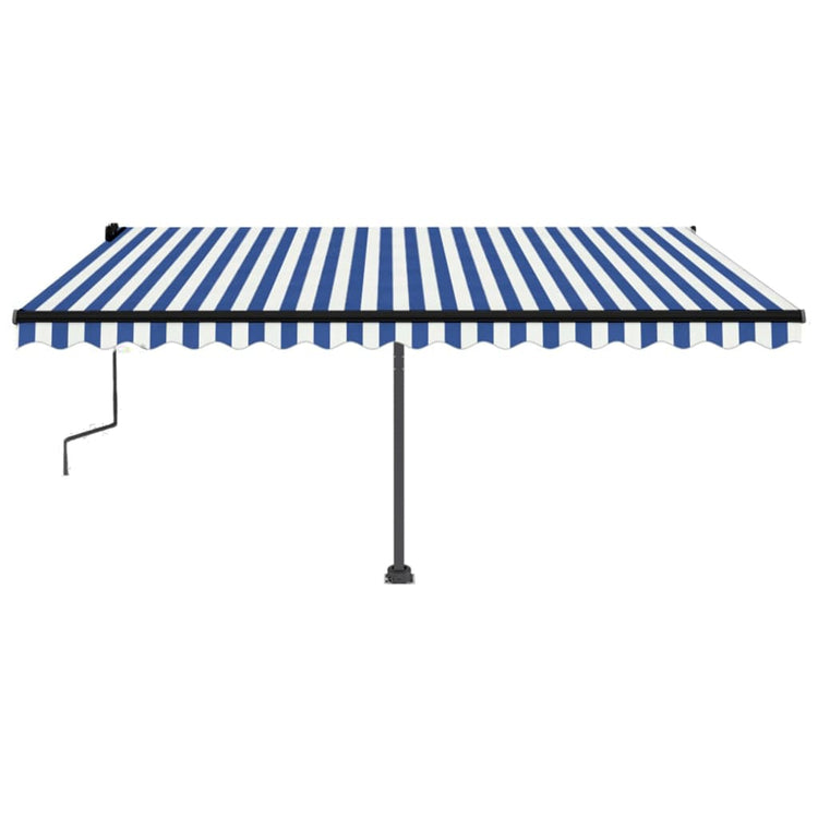 VidaXL Luifel handmatig uittrekbaar met LED 450x350 cm blauw en wit