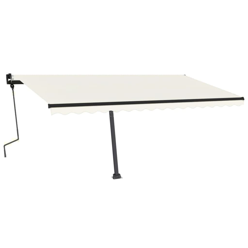 VidaXL Luifel handmatig uittrekbaar met LED 450x350 cm crèmekleurig