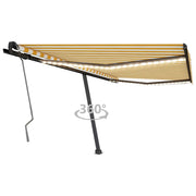 VidaXL Luifel handmatig uittrekbaar met LED 450x350 cm geel en wit - afbeelding 1