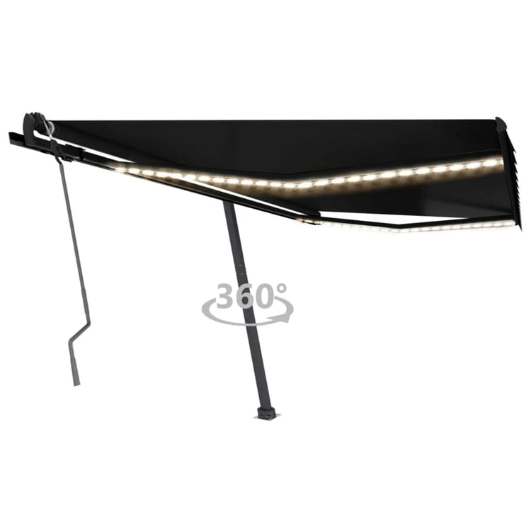 VidaXL Luifel handmatig uittrekbaar met LED 450x350 cm antracietkleur