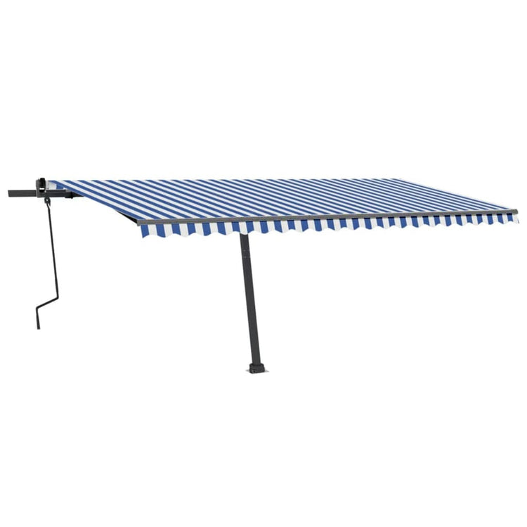 VidaXL Luifel vrijstaand handmatig uittrekbaar 500x350 cm blauw en wit