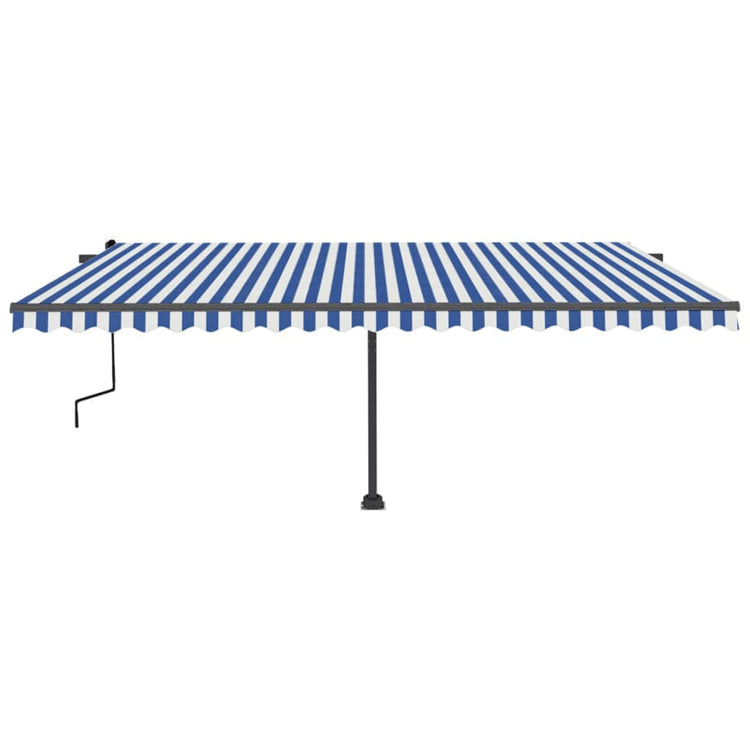 VidaXL Luifel vrijstaand handmatig uittrekbaar 500x350 cm blauw en wit