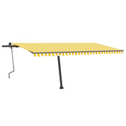 VidaXL Luifel vrijstaand handmatig uittrekbaar 500x350 cm geel en wit - afbeelding 2