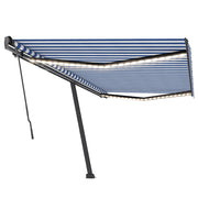 VidaXL Luifel handmatig uittrekbaar met LED 500x350 cm blauw en wit - afbeelding 2