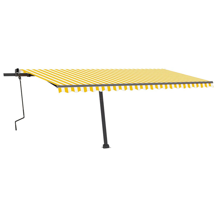 VidaXL Luifel handmatig uittrekbaar met LED 500x350 cm geel en wit