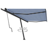 VidaXL Luifel vrijstaand automatisch 500x350 cm blauw en wit - afbeelding 1