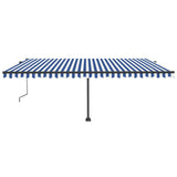 VidaXL Luifel vrijstaand automatisch 500x350 cm blauw en wit - afbeelding 3