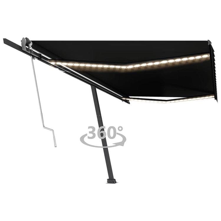 VidaXL Luifel automatisch met LED en windsensor 500x350 cm antraciet