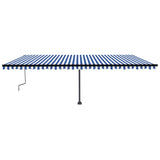 VidaXL Luifel vrijstaand handmatig uittrekbaar 600x350 cm blauw en wit - afbeelding 3