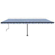 VidaXL Luifel vrijstaand handmatig uittrekbaar 600x350 cm blauw en wit - afbeelding 3