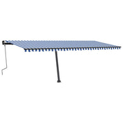 VidaXL Luifel handmatig uittrekbaar met LED 600x350 cm blauw en wit - afbeelding 2