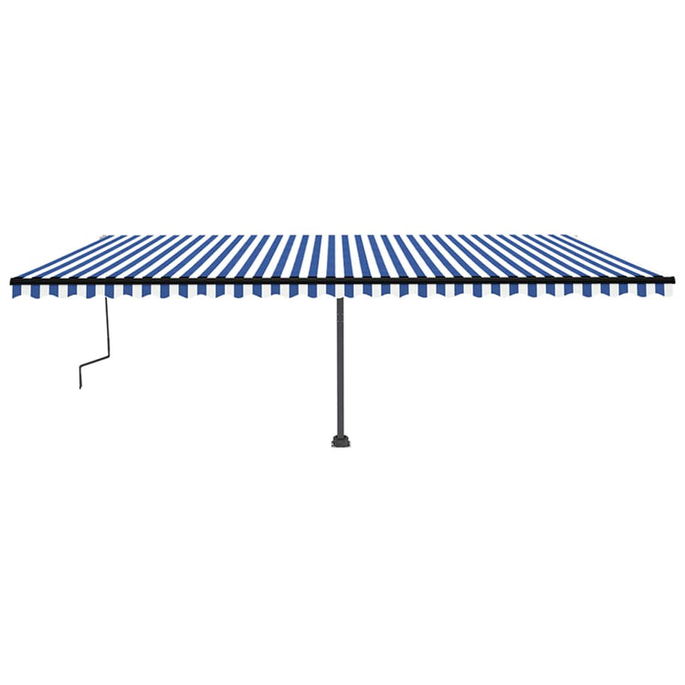 VidaXL Luifel handmatig uittrekbaar met LED 600x350 cm blauw en wit