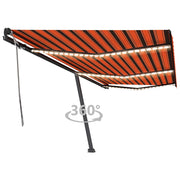 VidaXL Luifel handmatig uittrekbaar met LED 600x350 cm oranje en bruin - afbeelding 1