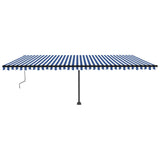 VidaXL Luifel vrijstaand automatisch 600x350 cm blauw en wit - afbeelding 3