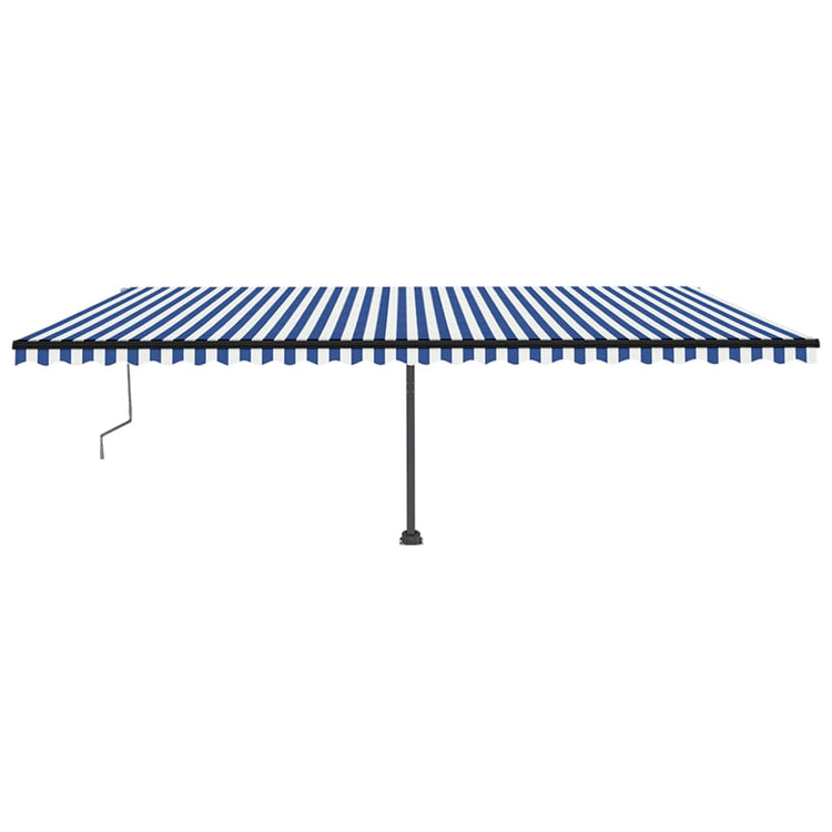 VidaXL Luifel automatisch met LED en windsensor 600x350 cm blauw wit
