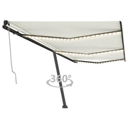 VidaXL Luifel automatisch met LED en windsensor 600x350 cm crèmekleur - afbeelding 1