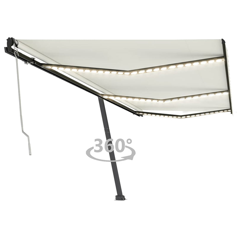 VidaXL Luifel automatisch met LED en windsensor 600x350 cm crèmekleur
