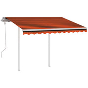 VidaXL Luifel handmatig uittrekbaar met palen 3,5x2,5 m oranje en bruin - afbeelding 2