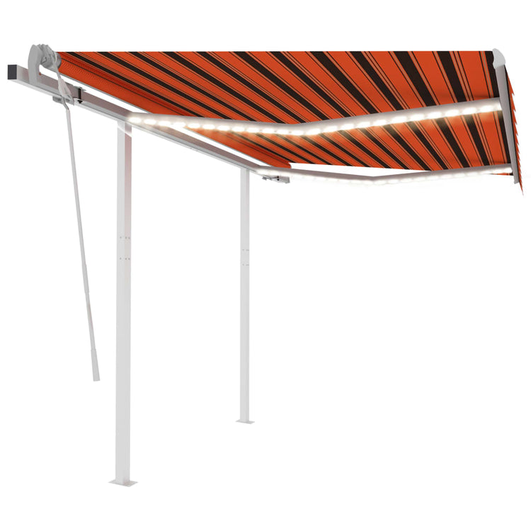 VidaXL Luifel handmatig uittrekbaar met LED 3,5x2,5 m oranje en bruin