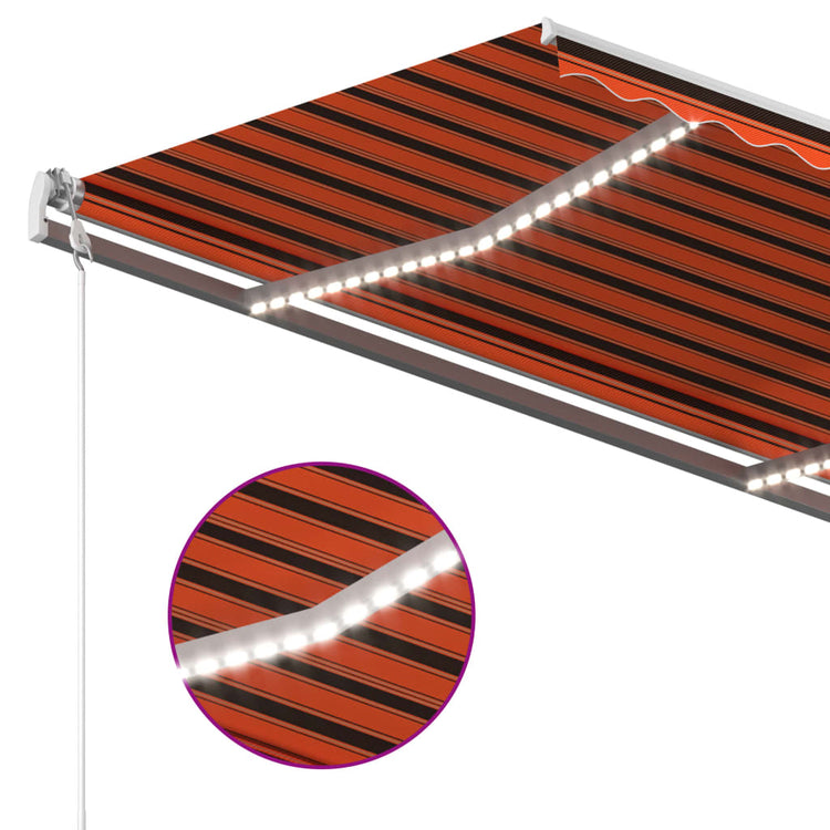 VidaXL Luifel handmatig uittrekbaar met LED 3,5x2,5 m oranje en bruin