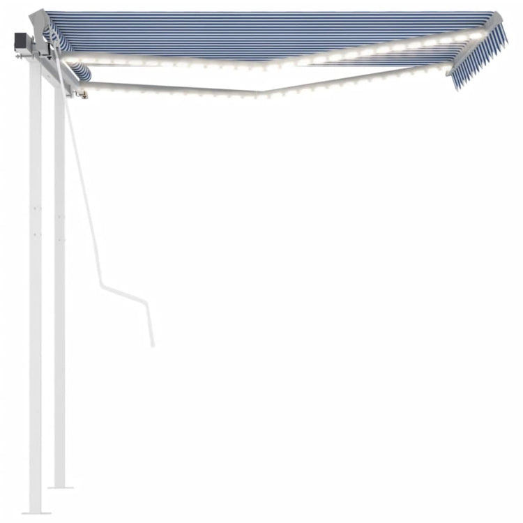 VidaXL Luifel automatisch met LED en windsensor 3,5x2,5 m blauw en wit