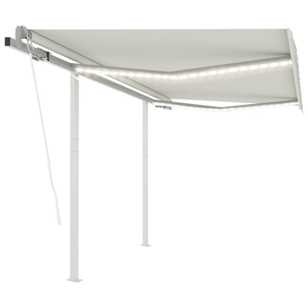 VidaXL Luifel automatisch met LED en windsensor 3,5x2,5 m crèmekleurig