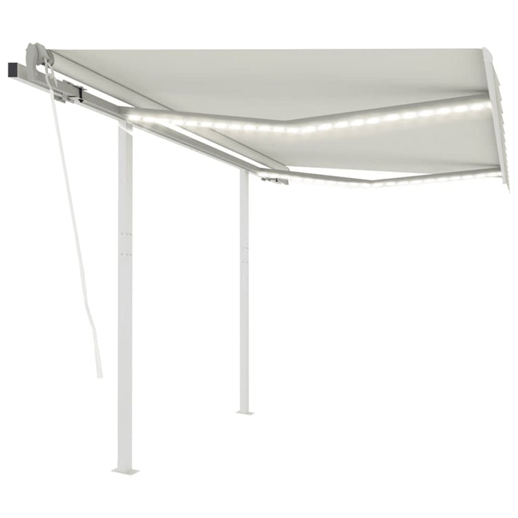 VidaXL Luifel automatisch met LED en windsensor 3,5x2,5 m crèmekleurig