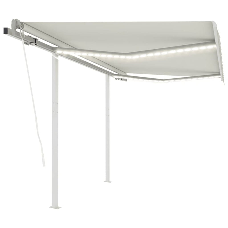 VidaXL Luifel automatisch met LED en windsensor 3,5x2,5 m crèmekleurig