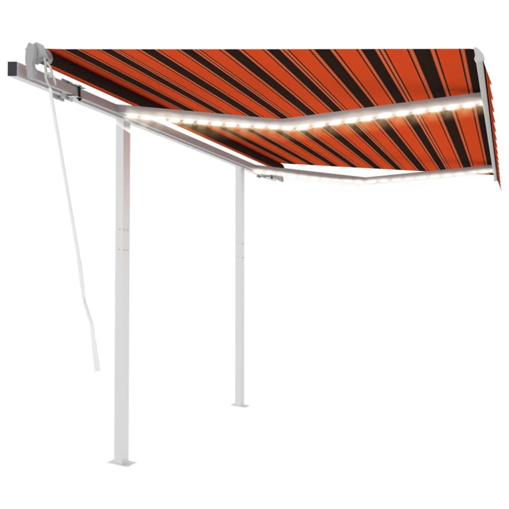 VidaXL Luifel automatisch met LED en windsensor 3,5x2,5 m oranje bruin