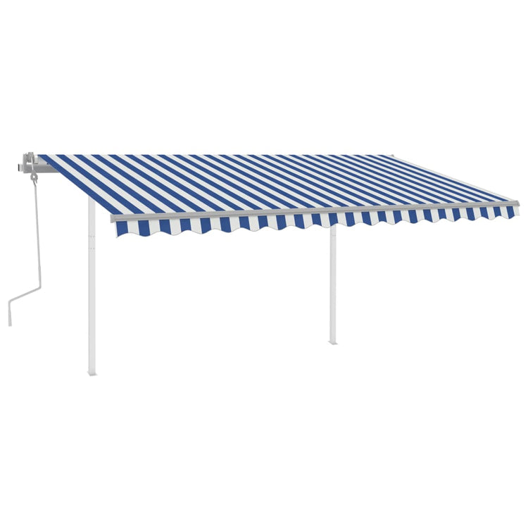 VidaXL Luifel handmatig uittrekbaar met LED 4x3 m blauw en wit