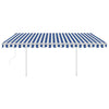 VidaXL Luifel automatisch uittrekbaar met palen 4x3 m blauw en wit