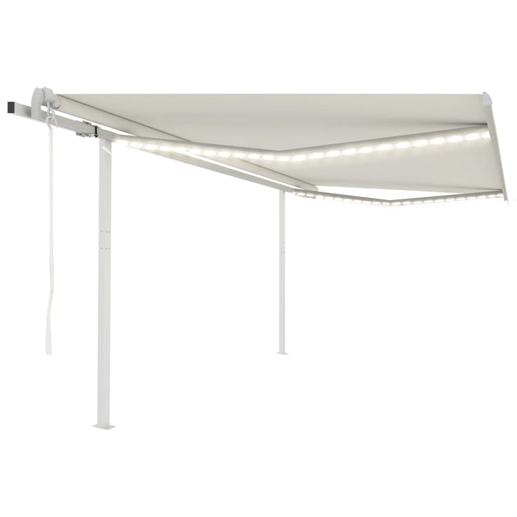VidaXL Luifel automatisch met LED en windsensor 4x3 m crèmekleurig
